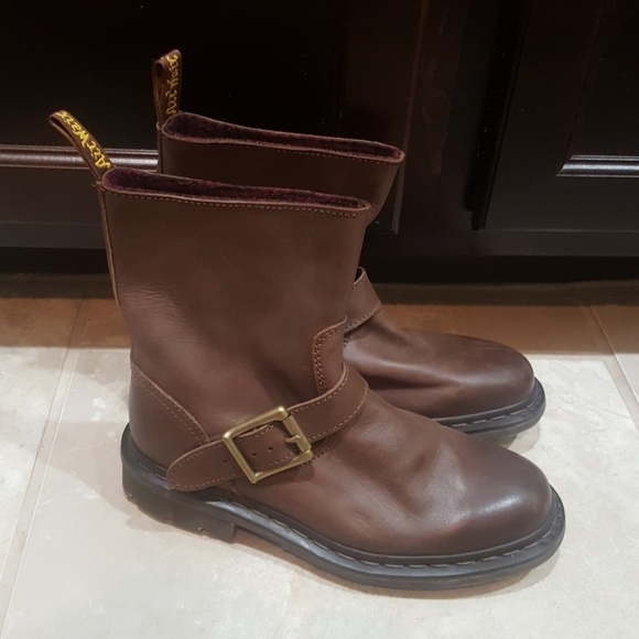 DR. MARTENS Brown Biker Boots - Size 7 - Picture 1 of 6